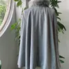 여성 캐주얼 케이프 빈티지 사무실 레이디 버튼 일반 겨울 여성 우아한 패션 오버 코트 가짜 모피 목 세련된 코트 201210