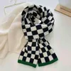 LunaDolphin Donna Inverno Nero Bianco Motivo a scacchiera Sciarpa Chic Verde Fazzoletto da collo Caldo lavorato a maglia di lana Scialle di Pashmina