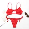 Insieme sexy del bikini rosso solido perizoma bikini costumi da bagno delle donne nuovo push up brasiliano beachwear biquini costume da bagno femminile costume da bagno T200508