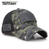 Tacvasen Tactical Camouflage Baseball Caps Men Summer Mesh Exército Militar do Exército Construído Capinhas Capinhas de Trucker Com os EUA Patches de bandeira Y200110