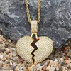 iced out pendant mens gold chain pendants men hip hop chains Necklace for Male Heart Broken Designer Jewelry243u