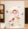 3D Lotus Flower Living Room Decor de casa Vinil adesivos de parede peixe impermeável banheiro decoração de decoração papel de parede Y200103
