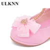 ULKNN niños fiesta zapatos de cuero niñas PU tacón bajo encaje flor niños para un solo vestido de baile zapato blanco rosa 220225