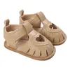 Nyfödda Babyskor 2022 Sommarbarn Flickor Solid Hjärta Håled Out Non-Slip PU Läder Andningsbara Sandaler Skor Toddler Skor