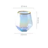 Vinglas 300ml glas mjölk kopp färgad kristall glas geometri hexagonal phnom penh