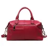 Zwarte Hanbags Effini 2021 Tote Boston Tas Portemonnees Damesjurk Hand Schoudertas Retro Casual Lederen Handtas met riem