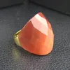 حلقات الكتلة Lycoon EST Cut Opals Jewelry Ring for Women Stainsal Steel Plate Gold-Color Big Stone Luxutry Rings1296V