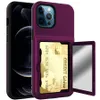 Plånboksfall med kreditkortshållare dold spegel tre lager stötsäkert tunga skyddsskyddsskyddsskydd för iPhon3913415