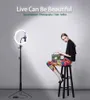 Anillo de luz 16/20/26cm fotografía LED iluminación para selfies regulable para maquillaje Video estudio en vivo con enchufe USB de trípode Total de 180cm