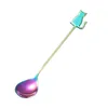 Ice Cream Spoon 304 Stainless Steel Coffee Stirring Scoop Cute Cat Fish Decor Long Handle Scoops Water Drop Shape Creative New 3 1sh G2