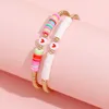 Summer Beach Style CCB Beads Polymer Clay Disc Strands Red Hearts Bracelet for Women Gift Wholesale 2pcs/set