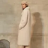Amii minimalizm zimowy gruby futra moda moda solidna klapka prosta kurtka damska o długości kolan przyczynowa płaszcz zimowy Women 12041044 201214