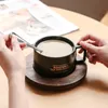 Kreative amerikanische Kaffeetasse und Untertasse Löffel im europäischen Stil Trinkset Keramikbecher kann 300 ml T200506 angepasst werden