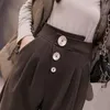 Pantaloni da donna Capris Vita alta Nero Marrone Donna Vintage Slim Inverno Caldo Harem di lana Donna Casual Gambe sottili Pantaloni con bottoni coreani1