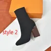 meias de outono inverno botas de salto alto moda sexy designer de bota elástica de malha alfabética sapatos femininos senhora letra salto alto grosso tamanho grande 35-42 us5-us11 tem caixa