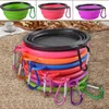 Pet Bowls Silicone Puppy CollapsibleBowl Husdjur Matande Skålar Med Klättring Spänne Travel Portable Dog Food Container WLL339