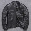 Бесплатная доставка .Sales Classic Motor Biker Кожаная куртка, мода мужская натуральная кожаное пальто, зима теплый тонкий овчин Бекхэм LJ201029