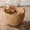 2019 NEW Manual Knitting Water Hyacinth Grass Boat Shape Storage Basket Natural Laundry Box T200602