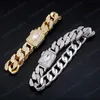 12mm 7/8 / tum Guldpläterad CZ Stone Chain Armband Länkar för män Kvinnor Varm Jewlery