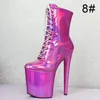 Botas holográficas do tornozelo de Sorbern para mulheres 20cm Extreme High High High High Pole Dance Shoted Platform Bota Costume Cores