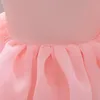 Robes de fille 2022 été robe rose blanche baptême robe de baptême 2 1 an anniversaire bébé fille bow princesse fête filles vêtements