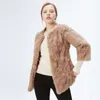 Ethel Anderson 100 Real Rabbit Fur Coat Women039s Oneck Long Rabbit Fur Veste 34 Manches Vintage Style Cuir Fur Outwear 4270007