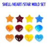 15 hål silikonmedicinerad edibles Heart Star Shell Mould Set Edibles Förpackning Choclate Bite Moulds Maker Bar Ice Fack Frysa Mögel
