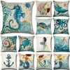 Sea Pattern Cotton Linen Throw Pillow Cushion Cover Car Home Bed Decoration Sofa Decorative Pillowcase1 Cushion/Decorative