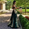 Eightale Arabic Evening Dress with Detachable Skirt Two Pieces Green Morocco Kaftan Mermaid High Neck Velvet Prom Party Gown LJ201123