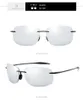 빈티지 패션 블랙 스포츠 프레임리스 고글 야외 태양 안경을 운전하는 고품질 고전적인 편광 된 선글라스 디자이너 남성 여성