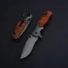 Brown X50 Fast-opening Tactical folding knife Grey Titaniun Blade Steel+wood handle camping knives wtih retail paper box