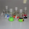 Pipes en verre narguilé Ash Catcher 14mm 18mm avec pot de silicone de 7 ml Cendrier en verre Fumer Pipe à eau bong dab rig