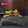 Sondesonトップグレード100％シルクグレーの寝具セット健康的な肌の美しさクイーンキング吹雪のカバーフィットシートピローケース201021