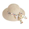Chapéu sol mãe raffia chapéu senhora de verão novo imitação sombra big brim bonde chapéu