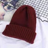 Novo inverno cor sólida cor de lã malha beanie mulheres moda casual chapéu quente fêmea macio engrossar cobertura de cobertura