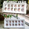 Creative DIY 0-12 Månad Baby "Mitt första år" Bilder Souvenirer Memror Kids Växande Minnesgåva Display Plast Foto Frame LJ201105