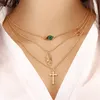 Pretty Choker Collier Necklaces Women Fashionable Multi-layer Chain Necklace Gold Plated Summer Charms Choker Necklace for Women Jewelry