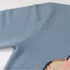 새로운 활주로 자카드 니트 풀오버 블루 귀여운 돼지 패턴 달콤한 니트 스웨터 패션 점퍼 Sueter Mujer C-075 201017