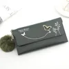 DHL50PCS plånböcker Kvinnor PU Butterfly Tryck Flap Cover Hasp Lång kreditkortshållare