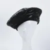 Berets 2021 Hat Winter Women's Balaclava Fashion Beret Cap Elegant Print For Female Fur Boina Patchwork PU Hats