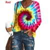 여성 디자이너 의류 패션 타이 디 인쇄 긴 레일 레벨 밴드 스웨터 셔츠 풀오버 블라우스 Tshirt 가을 겨울 탑 5 Color1509139