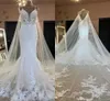 절묘한 레이스 인어 웨딩 드레스 긴 얇은 얇은 랩 2021 스파게티 스트랩 아플리케 섹시한 백리스 신부 가운 rooves de mariée
