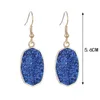 12 Colors Resin Druzy Imitation Crystal Tooth Earrings Designer Earrings Oval Hexagon Fashion Dangle Earrings for Women