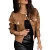 Dames PU Lederen Jassen Lente Herfst Faux Lederen Jassen Dames Motor Biker Button Slanke Jassen Basic Black Short Coats D301