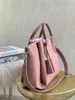 10A L Bag M56906 rosa HAUMEA bolsa de couro de bezerro perfuração bolsa de ombro gêmeas borlas de couro bolsa feminina as alças trançadas de couro