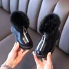 子供の靴のための女の子の子供たちのファッションマーティンブーツ韓国の冬のプラットフォーム暖かい革のソリッド黒小さな211227