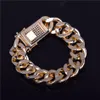 18mm Men Zircon Cuban Link Bracelet Hip Hop Jewelry Gold Thick Heavy Copper Material Iced Out Cz Chain 20'' Hot Top Fashioncm