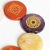 Objetos decorativos Estatuetas Natural Conjunto de 7 Chakra Gemstones Metal Symbols Tipo de Cristal Pedra Palm Rune Rune Decoração RRF13046