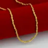 Chaîne torsadée Chaîne en corde pleine en or jaune 18 carats pour femmes hommes 18 pouces