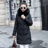 Jaqueta feminina jaqueta longa casaco feminino casaco de inverno quente colar de peles com parka mujer plus tamanho 7xl woman parkas 201126